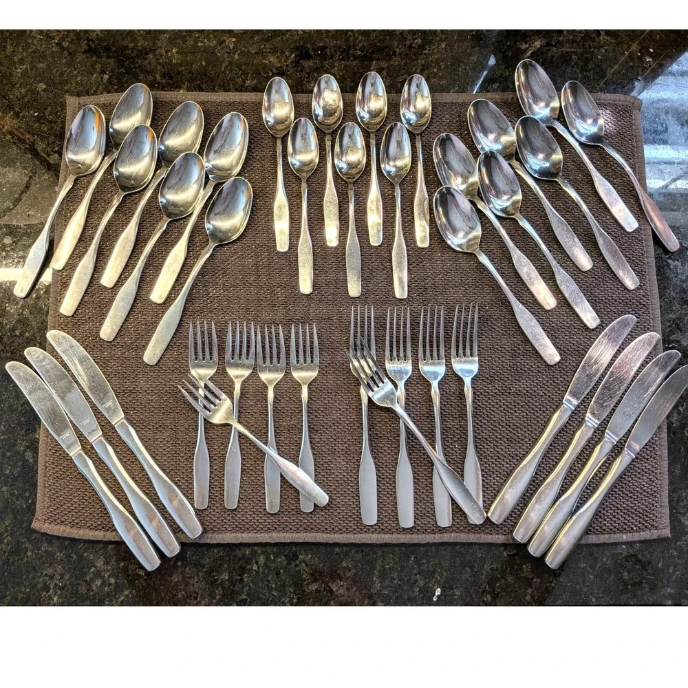 Vintage Stainless Steel Japan Flatware Set Mid-Century Modern Minimalist Lot